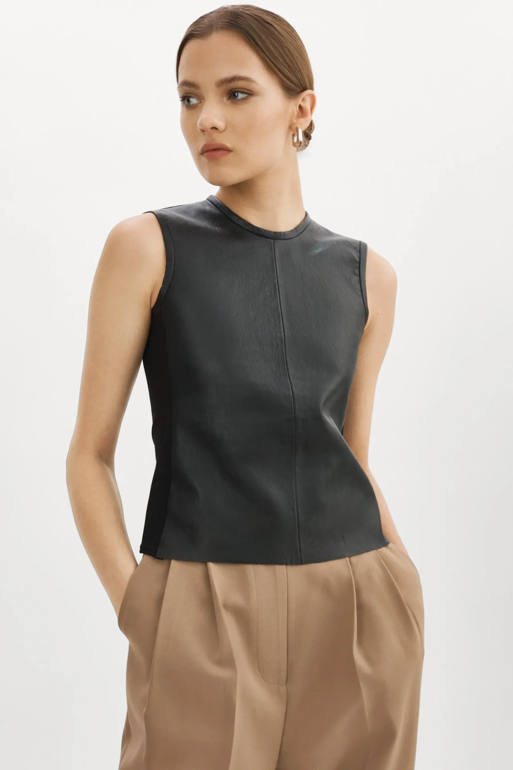 Femme LAMARQUE SOFIA | Haut Sans Manches En Cuir